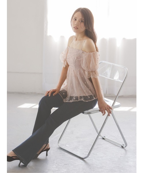 バリエオフショルレースチュニック（シャツ/ブラウス）｜SNIDEL