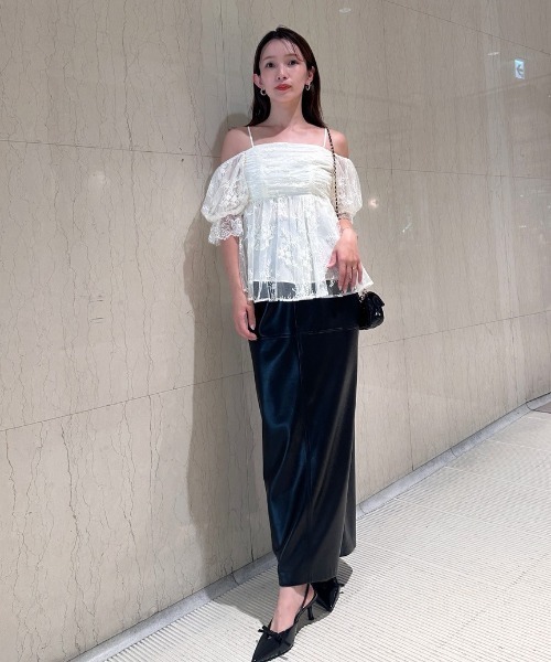 バリエオフショルレースチュニック（シャツ/ブラウス）｜SNIDEL