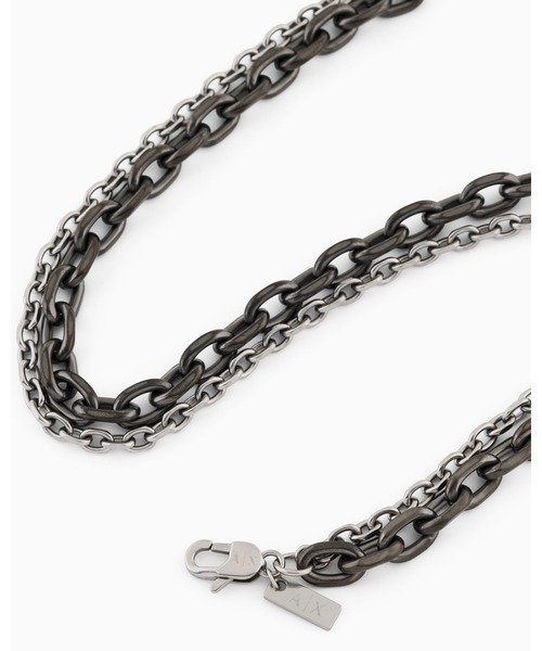 ARMANI EXCHANGE(アルマーニエクスチェンジ)の「【A|X アルマーニ エクスチェンジ】ダブルステンレスチェーンネックレス(Gunmetal)_AXG0159060(ネックレス・メンズ・その他1・FREE)」の2枚目の写真