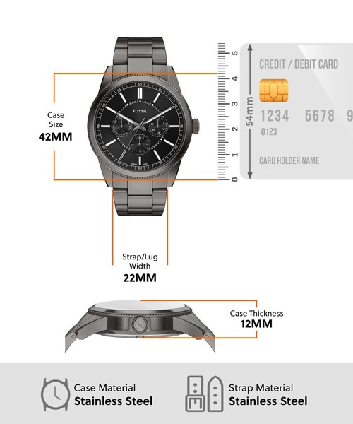 FOSSIL(フォッシル)の「フォッシル 腕時計 メンズ アナログ ステンレス FS6136(アナログ腕時計・メンズ・チャコールグレー・FREE)」の5枚目の写真