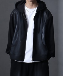 welise（ウェライズ）の「【welise/ウェライズ】PUレザー×スウェット ダブルヴィンテージ加工 リメイクライクジップアップパーカー（パーカー・メンズ）」