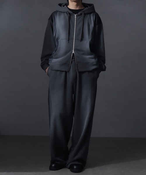 welise（ウェライズ）の「【welise/ウェライズ】PUレザー×スウェット ダブルヴィンテージ加工 リメイクライクショートジップアップパーカー（パーカー・メンズ・チャコールグレー/ブラック/ブラウン・S/M/L）」の15枚目の写真