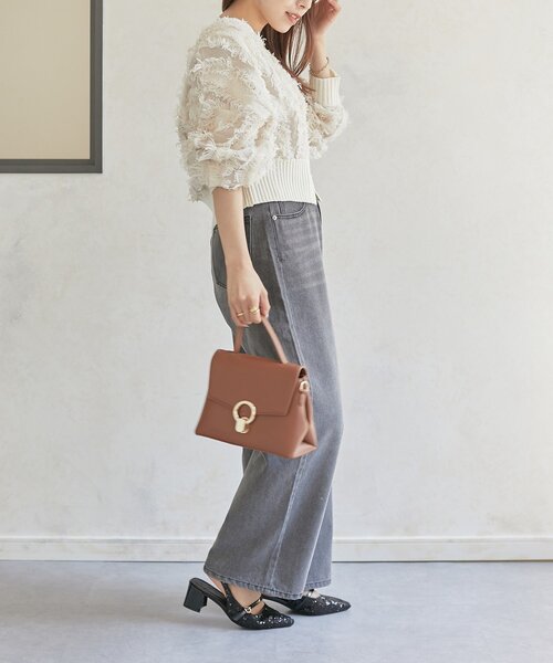 Thevon（ゼボン）の「【前後2WAY】フリンジショートカーディガン（カーディガン/ボレロ・レディース・ブラウン/アイボリー/ブラック・FREE）」の11枚目の写真