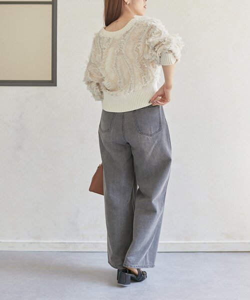 Thevon（ゼボン）の「【前後2WAY】フリンジショートカーディガン（カーディガン/ボレロ・レディース・ブラウン/アイボリー/ブラック・FREE）」の12枚目の写真