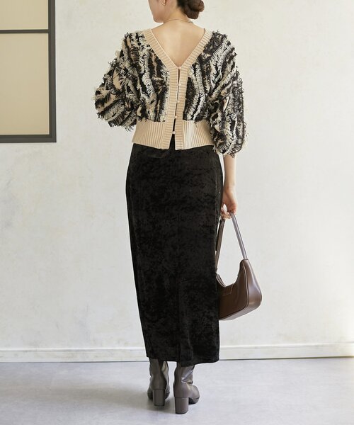 Thevon（ゼボン）の「【前後2WAY】フリンジショートカーディガン（カーディガン/ボレロ・レディース・ブラウン/アイボリー/ブラック・FREE）」の20枚目の写真