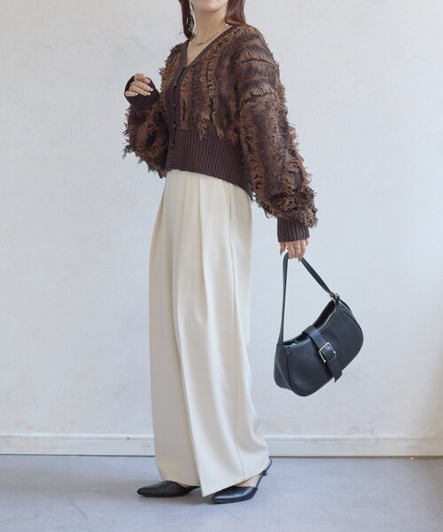 FORSOMEONE 短丈 カーディガン SHIPS any カーディガン any:「手洗い可能」畦編み ドライバーズ V