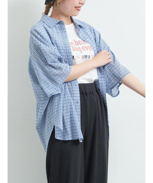 SM2(エスエムツー)の「コットンボイルシアードルマンスリーブチェックシャツ(シャツ/ブラウス・レディース・ピンク/オフホワイト/ブルー/ブラック・F)」の22枚目の写真