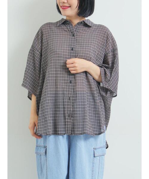 セール】コットンボイルシアードルマンスリーブチェックシャツ（シャツ