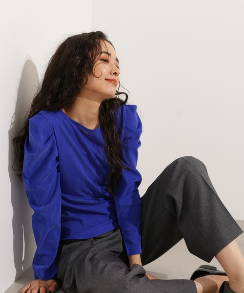 N.(N. Natural Beauty Basic)(エヌエヌナチュラルビューティーベーシック)の「フロッキートップス(Tシャツ/カットソー・レディース・ブラック/ブルー/ホワイト・MEDIUM)」の1枚目の写真