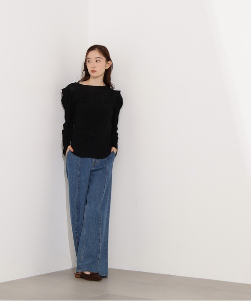 N.(N. Natural Beauty Basic)(エヌエヌナチュラルビューティーベーシック)の「フロッキートップス(Tシャツ/カットソー・レディース・ブラック/ブルー/ホワイト・MEDIUM)」の20枚目の写真