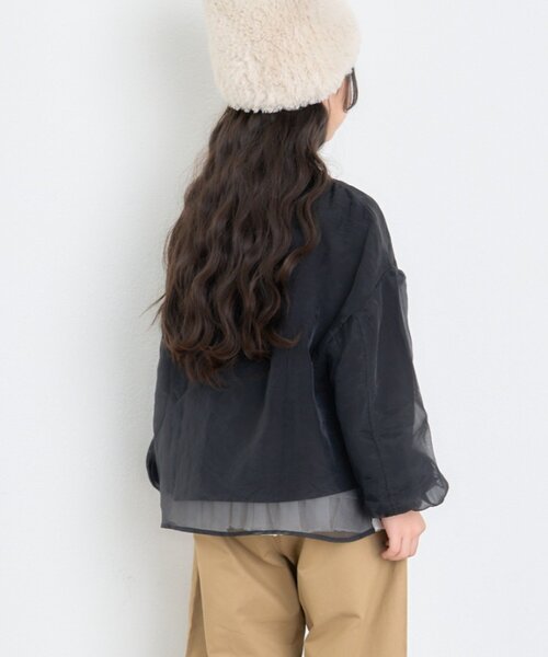 CIAOPANIC TYPY(チャオパニックティピー)の「【WEB限定】【KIDS】刺繍オーガンジーレイヤード長袖カットソー(Tシャツ/カットソー・キッズ・グレー/ホワイト/ブラック・150/130/110)」の6枚目の写真