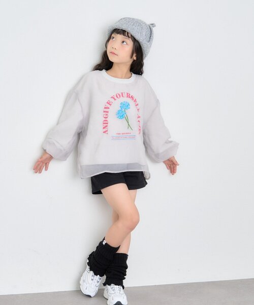 CIAOPANIC TYPY(チャオパニックティピー)の「【WEB限定】【KIDS】刺繍オーガンジーレイヤード長袖カットソー(Tシャツ/カットソー・キッズ・グレー/ホワイト/ブラック・150/130/110)」の16枚目の写真