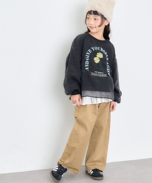 CIAOPANIC TYPY(チャオパニックティピー)の「【WEB限定】【KIDS】刺繍オーガンジーレイヤード長袖カットソー(Tシャツ/カットソー・キッズ・グレー/ホワイト/ブラック・150/130/110)」の18枚目の写真