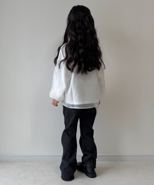 CIAOPANIC TYPY(チャオパニックティピー)の「【WEB限定】【KIDS】刺繍オーガンジーレイヤード長袖カットソー(Tシャツ/カットソー・キッズ・グレー/ホワイト/ブラック・150/130/110)」の22枚目の写真