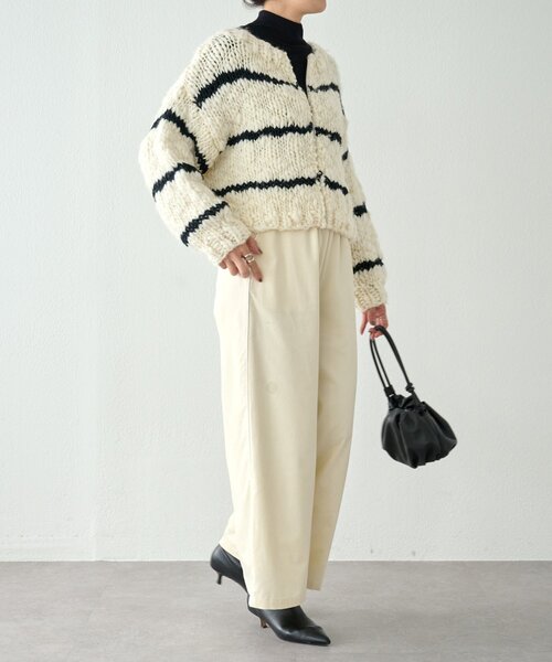 BEARDSLEY（ビアズリー）の「《15 quinze》ロービングボーダー前後ニット（ニット/セーター・レディース・アイボリー・FREE）」の7枚目の写真