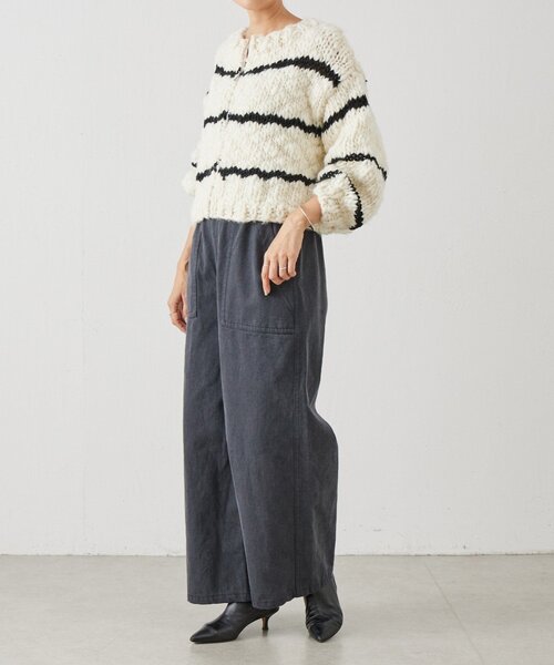 BEARDSLEY（ビアズリー）の「《15 quinze》ロービングボーダー前後ニット（ニット/セーター・レディース・アイボリー・FREE）」の9枚目の写真