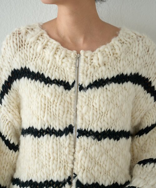 BEARDSLEY（ビアズリー）の「《15 quinze》ロービングボーダー前後ニット（ニット/セーター・レディース・アイボリー・FREE）」の15枚目の写真