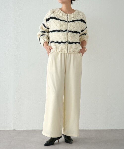 BEARDSLEY（ビアズリー）の「《15 quinze》ロービングボーダー前後ニット（ニット/セーター・レディース・アイボリー・FREE）」の16枚目の写真