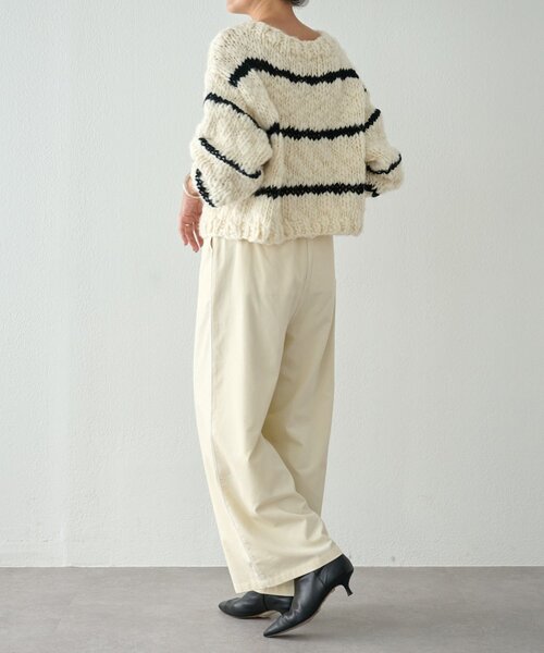 BEARDSLEY（ビアズリー）の「《15 quinze》ロービングボーダー前後ニット（ニット/セーター・レディース・アイボリー・FREE）」の18枚目の写真