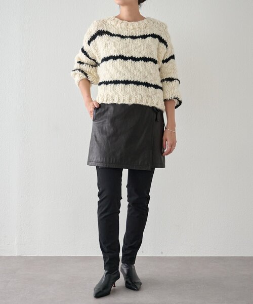 BEARDSLEY（ビアズリー）の「《15 quinze》ロービングボーダー前後ニット（ニット/セーター・レディース・アイボリー・FREE）」の19枚目の写真