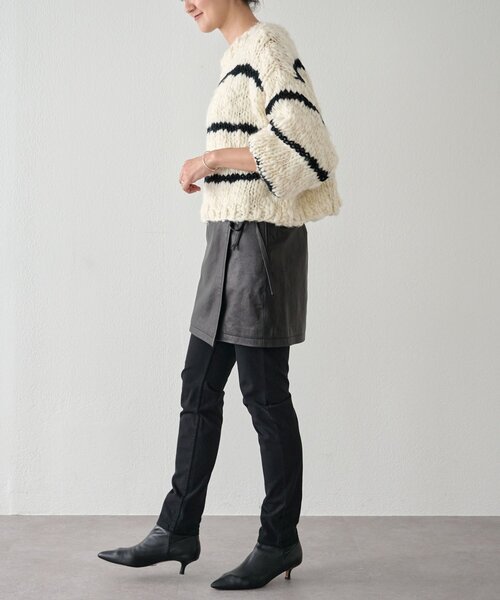 BEARDSLEY（ビアズリー）の「《15 quinze》ロービングボーダー前後ニット（ニット/セーター・レディース・アイボリー・FREE）」の20枚目の写真