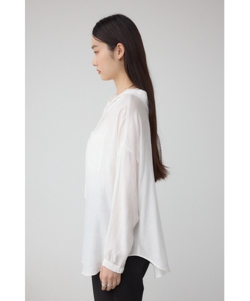 AZUL by moussy(アズールバイマウジー)の「フード付きボタンシャツ(シャツ/ブラウス・レディース・ブラック/オフホワイト/ブルー・FREE)」の8枚目の写真