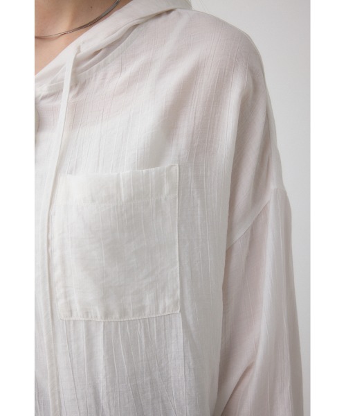 AZUL by moussy(アズールバイマウジー)の「フード付きボタンシャツ(シャツ/ブラウス・レディース・ブラック/オフホワイト/ブルー・FREE)」の12枚目の写真