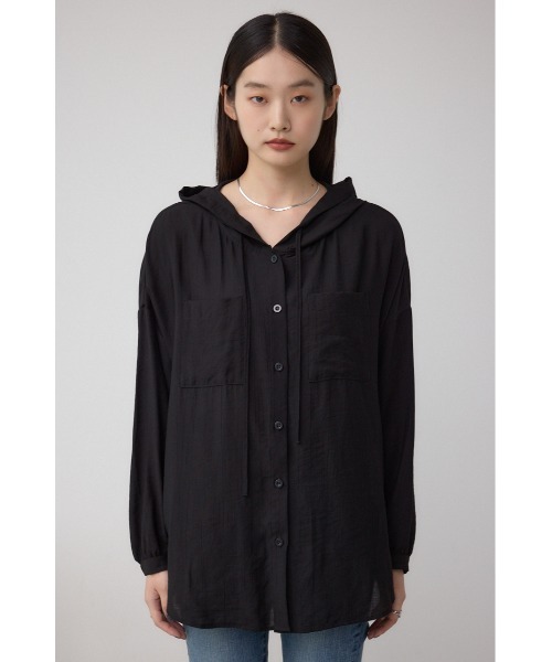 AZUL by moussy(アズールバイマウジー)の「フード付きボタンシャツ(シャツ/ブラウス・レディース・ブラック/オフホワイト/ブルー・FREE)」の18枚目の写真