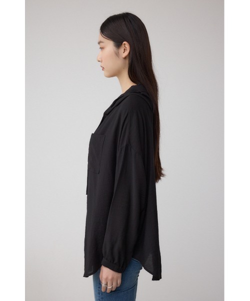AZUL by moussy(アズールバイマウジー)の「フード付きボタンシャツ(シャツ/ブラウス・レディース・ブラック/オフホワイト/ブルー・FREE)」の19枚目の写真