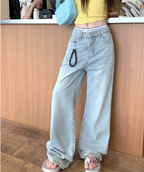FREE STYLISTS(フリー スタイリスト)の「YUGA_YGMC Ribbon embroidery wide length denim pants(デニムパンツ・レディース・ライトブルー・M/S)」の6枚目の写真