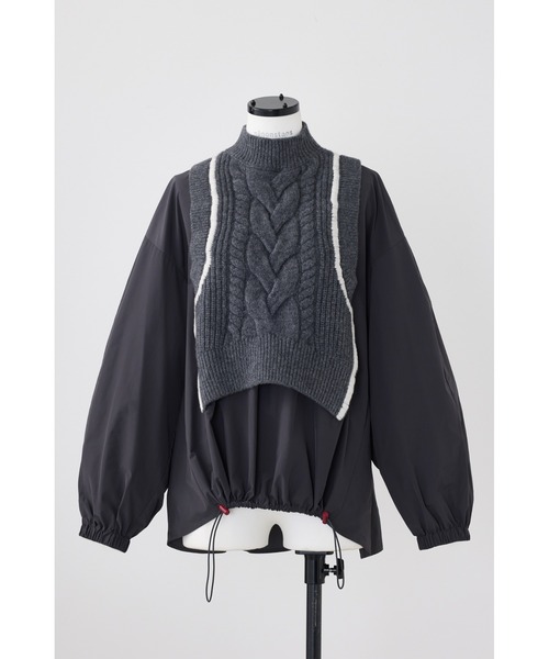 ♡ nagonstans ナゴンスタンス レイヤードネックプルオーバー nagonstans(ナゴンスタンス) 24AW【cuffs layered knit pullover