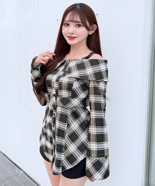 NOMAE（ノーマエ）の「ベルトオフショルシャツ（シャツ/ブラウス・レディース・グレー/ブラック系その他/ピンク/ベージュ系その他・FREE）」の5枚目の写真