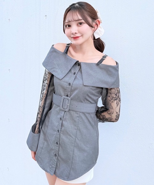 NOMAE（ノーマエ）の「ベルトオフショルシャツ（シャツ/ブラウス・レディース・グレー/ブラック系その他/ピンク/ベージュ系その他・FREE）」の9枚目の写真