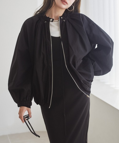LAULEN(ローレン)の「balloon form zip up blouson /バルーンフォルムジップアップブルゾン(ブルゾン・レディース・ブラウン/ブラック・FREE)」の2枚目の写真