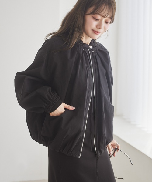 LAULEN(ローレン)の「balloon form zip up blouson /バルーンフォルムジップアップブルゾン(ブルゾン・レディース・ブラウン/ブラック・FREE)」の3枚目の写真