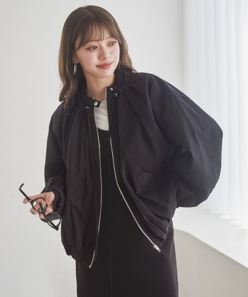 LAULEN(ローレン)の「balloon form zip up blouson /バルーンフォルムジップアップブルゾン(ブルゾン・レディース・ブラウン/ブラック・FREE)」の6枚目の写真