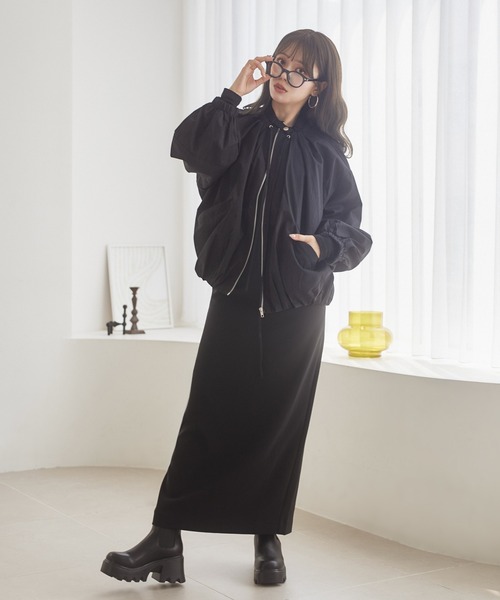 LAULEN(ローレン)の「balloon form zip up blouson /バルーンフォルムジップアップブルゾン(ブルゾン・レディース・ブラウン/ブラック・FREE)」の7枚目の写真