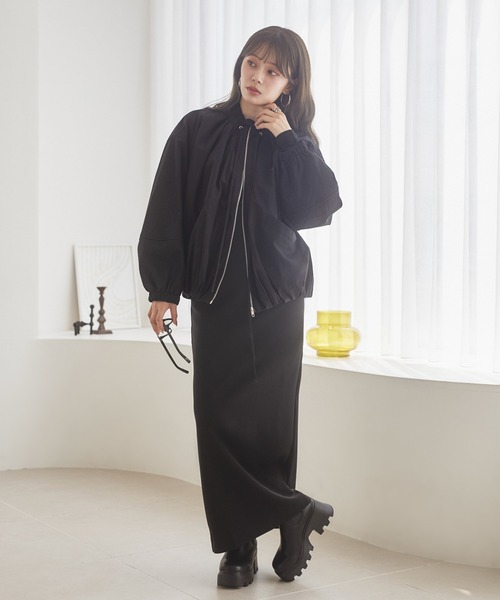 LAULEN(ローレン)の「balloon form zip up blouson /バルーンフォルムジップアップブルゾン(ブルゾン・レディース・ブラウン/ブラック・FREE)」の8枚目の写真