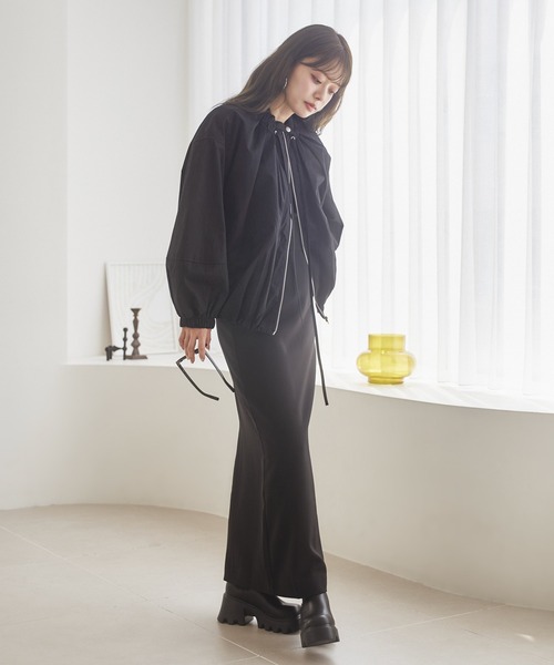 LAULEN(ローレン)の「balloon form zip up blouson /バルーンフォルムジップアップブルゾン(ブルゾン・レディース・ブラウン/ブラック・FREE)」の9枚目の写真