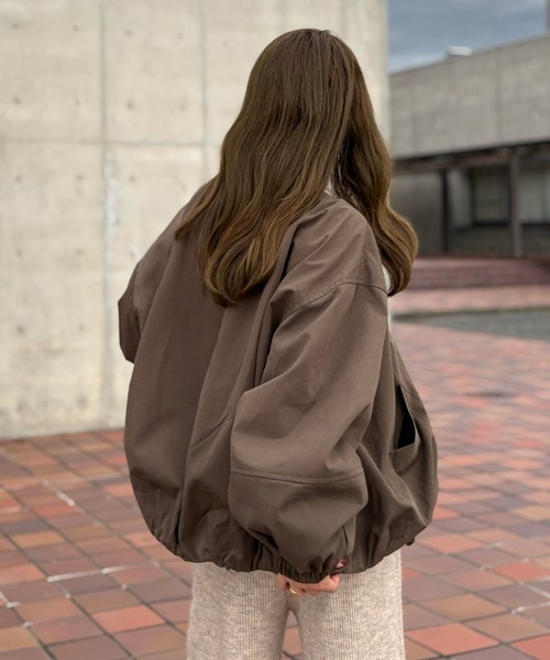 LAULEN(ローレン)の「balloon form zip up blouson /バルーンフォルムジップアップブルゾン(ブルゾン・レディース・ブラウン/ブラック・FREE)」の14枚目の写真