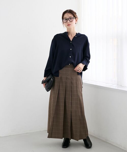 le.coeur blanc（ルクールブラン）の「グレンチェックフロントプリーツスカート（スカート・レディース・ブラウン系その他2/グレー系その他3・38）」の4枚目の写真