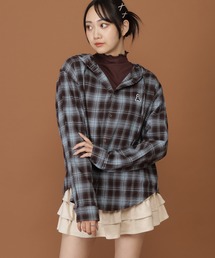 ALAND | 【UNISEX】ALAND／チェックフード長袖シャツ(シャツ/ブラウス)