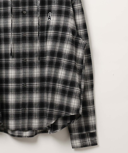 ALAND(エーランド)の「【UNISEX】ALAND/チェックフード長袖シャツ(シャツ/ブラウス・レディース・ブラック/ブラウン・MEDIUM/SMALL)」の12枚目の写真