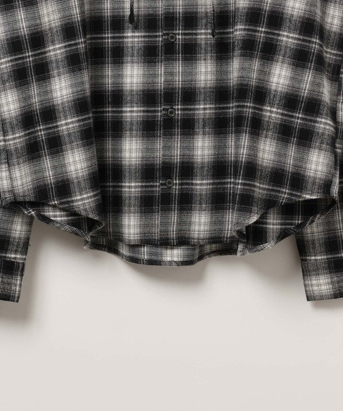 ALAND(エーランド)の「【UNISEX】ALAND/チェックフード長袖シャツ(シャツ/ブラウス・レディース・ブラック/ブラウン・MEDIUM/SMALL)」の14枚目の写真