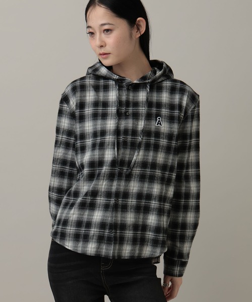 ALAND(エーランド)の「【UNISEX】ALAND/チェックフード長袖シャツ(シャツ/ブラウス・レディース・ブラック/ブラウン・MEDIUM/SMALL)」の7枚目の写真