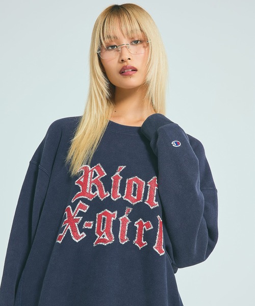 X-girl x Champion REVERSE WEAVE R FADED LOGO SWEAT TOP