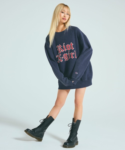 X-girl x Champion REVERSE WEAVE R FADED LOGO SWEAT TOP（スウェット