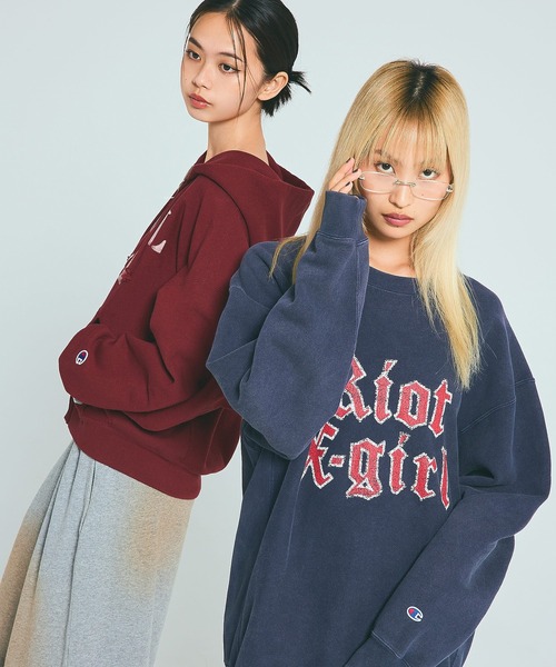 X-girl x Champion REVERSE WEAVE R FADED LOGO SWEAT TOP（スウェット
