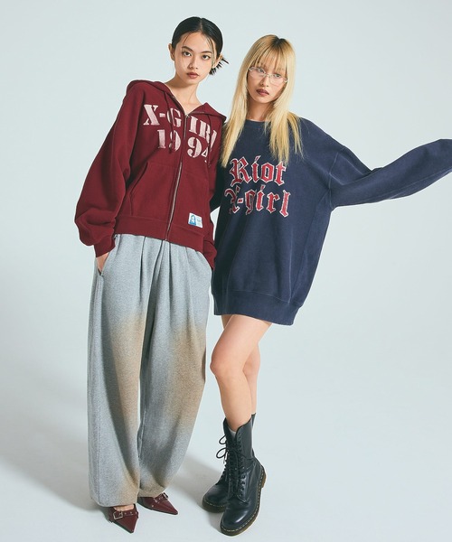 X-girl x Champion REVERSE WEAVE R FADED LOGO SWEAT TOP（スウェット