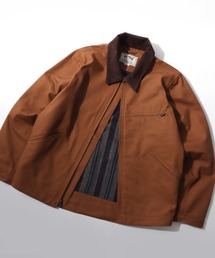 HOUSTON | HOUSTON/ヒューストン Duck Zip Work Jacket/オーバーサイズ ダック 襟コーデュロイ 裏ブランケット ワークジャケット/ハンティングジャケット/ブルゾン/レディース メンズ(ブルゾン)